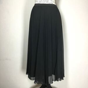 Black pleated lined maxi skirt floaty witchy cottagecore elastic waist 30"-33" M
